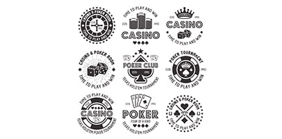 Poker and casino vector black gambling emblems