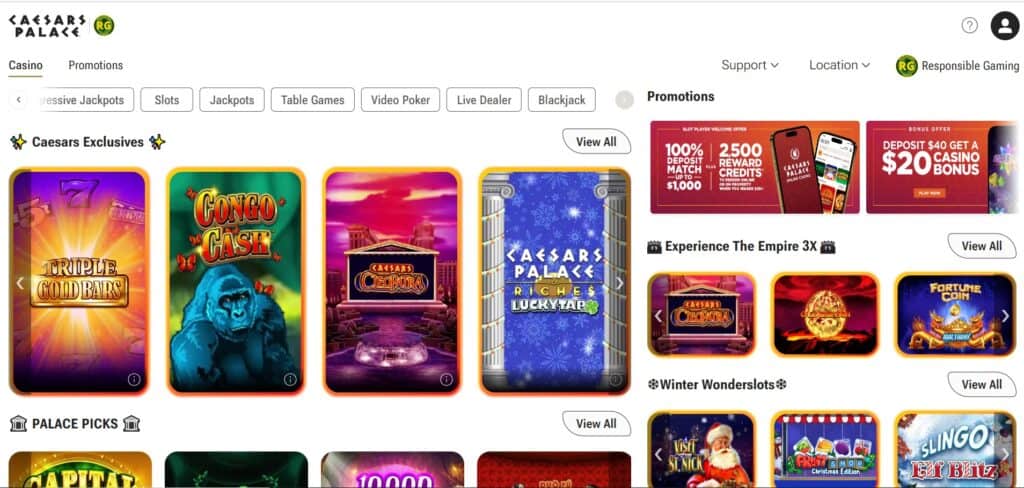 Caesars Casino Home Page